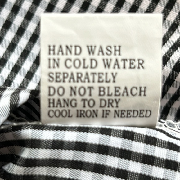 Stem & Vine black/white check top, embroidered sleeves. Size Large. - Picture 6 of 13